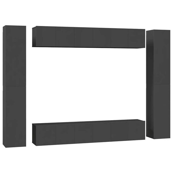 vidaXL 10-dijelni set TV ormarića sivi od konstruiranog drva