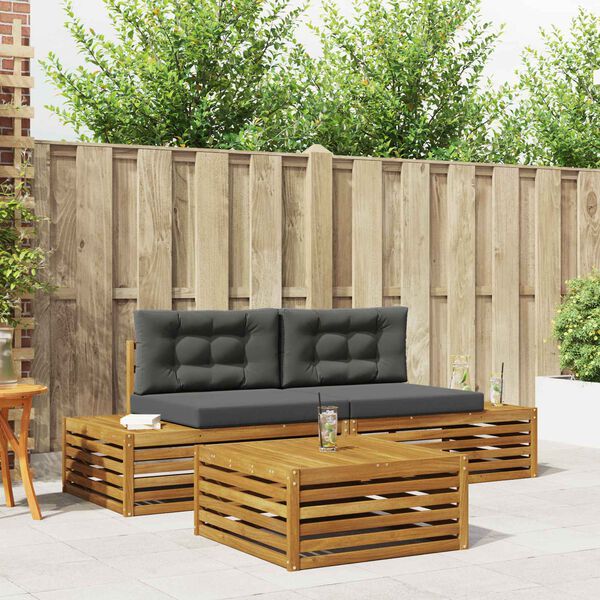 vidaXL Set vanjskih sofa s jastukom 3 Komad Prirodna i antracit