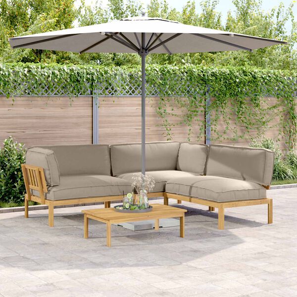 vidaXL Set sofe s jastukom 4 pcs Sivo-smeđa Čvrsto drvo akacije