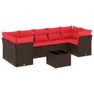 vidaXL 8-dijelni set vrtnih sofa s jastucima smeđi od poliratana