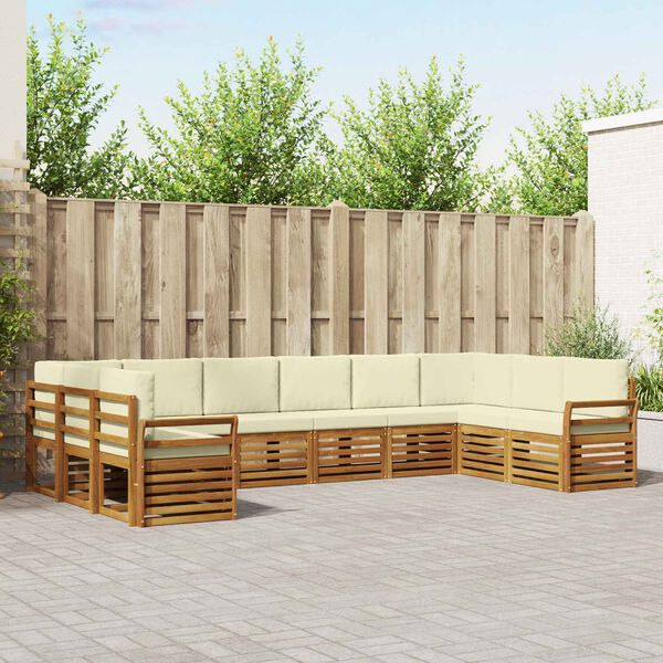 vidaXL Sekcijska garnitura 10 pcs Prirodna i krem Čvrsto drvo akacije