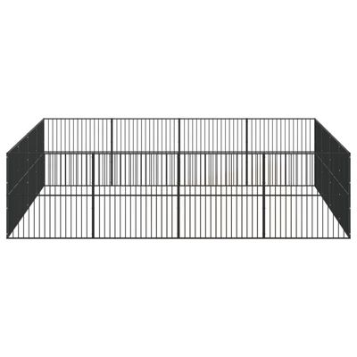 vidaXL Ograda za pse sa 16 panela crna od pocinčanog čelika