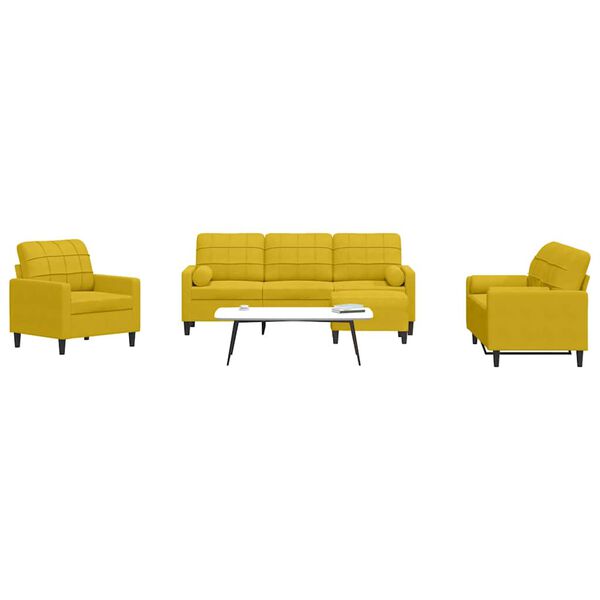 vidaXL 4-dijelni set sofa s jastucima žuti bar&scaron;unasti