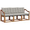 vidaXL Set vanjskih sofa s jastukom 3 pcs Prirodna i svijetlo siva
