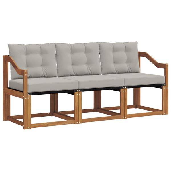 vidaXL Set vanjskih sofa s jastukom 3 pcs Prirodna i svijetlo siva