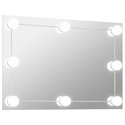 vidaXL Zidno ogledalo s LED svjetlima pravokutno stakleno