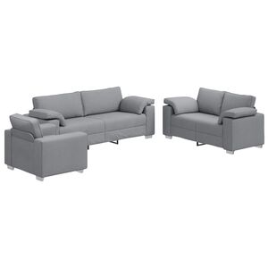 vidaXL Sofa 3 kom. Svijetlo siva Platnasta tkanina