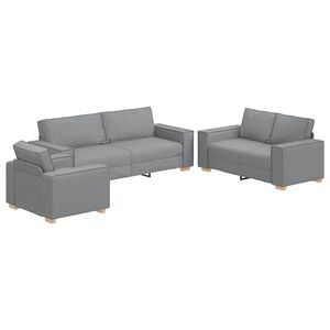 vidaXL Sofa 3 pcs Svijetlo siva 220 x 80 x 84 cm Platnasta tkanina