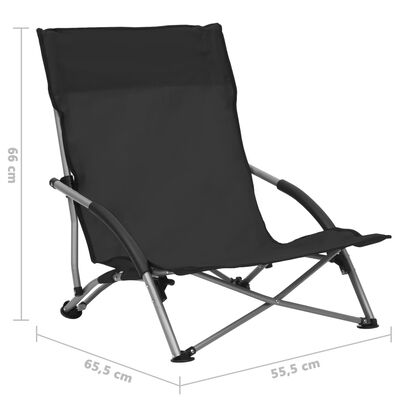 vidaXL Sklopive stolice za plažu od tkanine 2 kom crne