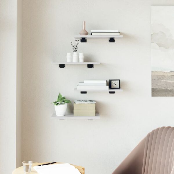 vidaXL Police za knjige 4 kom visoki sjaj bijele 40x20x1,5 cm drvene