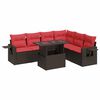 vidaXL 7-dijelni set vrtnih sofa poliratan i bagrem s jastucima smeđi