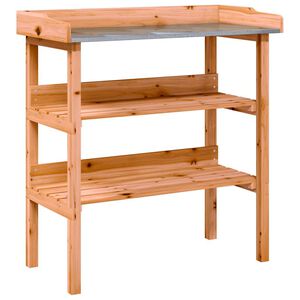 vidaXL Stol za biljke s policama smeđi 78x38x82,5 cm masivna jelovina