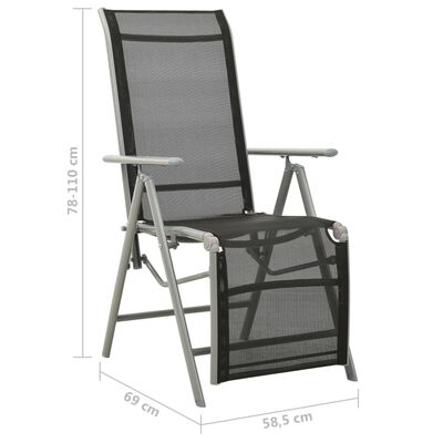 vidaXL Nagibne vrtne stolice 2 kom od tekstilena i aluminija srebrne