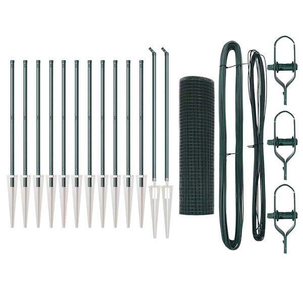 vidaXL Stup za ogradu Zelena 25 x 0,8 m (mreža 25 x 25 mm) Čelik i PVC