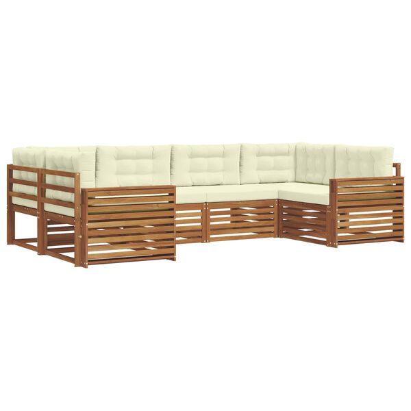 vidaXL Set vanjskih sofa 6 pcs Prirodna i krem Čvrsto drvo akacije