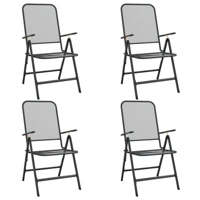 vidaXL Sklopive vrtne stolice 4 kom od metalne mreže antracit