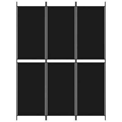 vidaXL Sobna pregrada s 3 panela crna 150 x 200 cm od tkanine