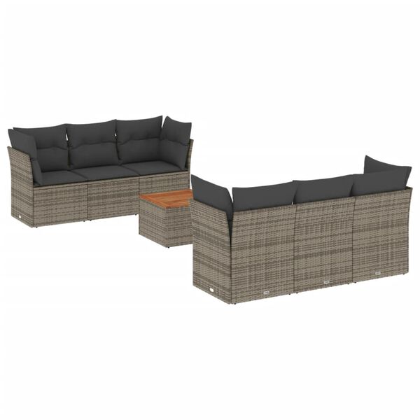 vidaXL 7-dijelni set vrtnih sofa sivi od poliratana