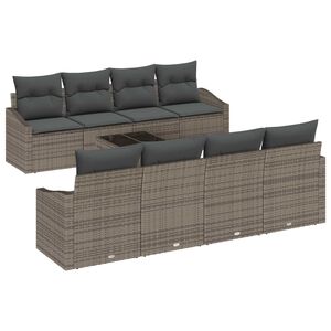 vidaXL Set sofe s jastukom s jastukom 9 pcs Siva poliratan