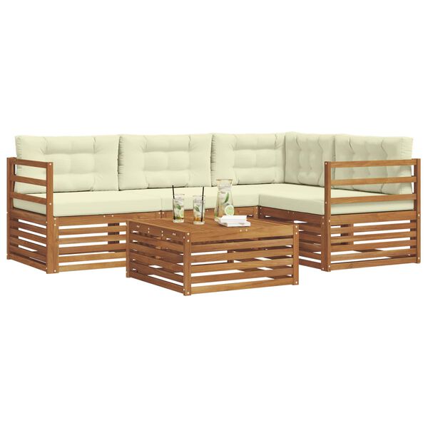 vidaXL Set vanjskih sofa s jastukom 5 pcs Prirodna i krem