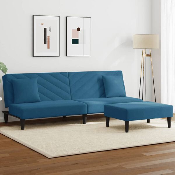 vidaXL 2-dijelni set sofa s jastucima plavi baršunasti