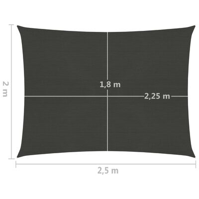 vidaXL Jedro za zaštitu od sunca 160 g/m² antracit 2 x 2,5 m HDPE