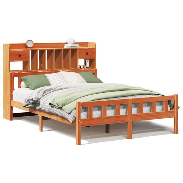 vidaXL Krevet s regalom za knjige bez madraca 160x200 cm od borovine