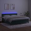 vidaXL Krevet box spring s madracem LED tamnozeleni 160x200 cm bar&scaron;un