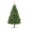 vidaXL Umjetno osvijetljeno božićno drvce s kuglicama 210 cm zeleno