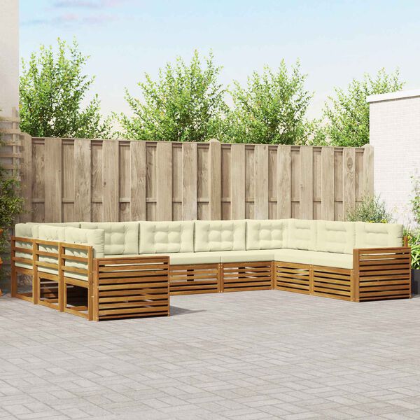 vidaXL Setovi sofa 9 pcs Prirodna i krem Čvrsto drvo akacije