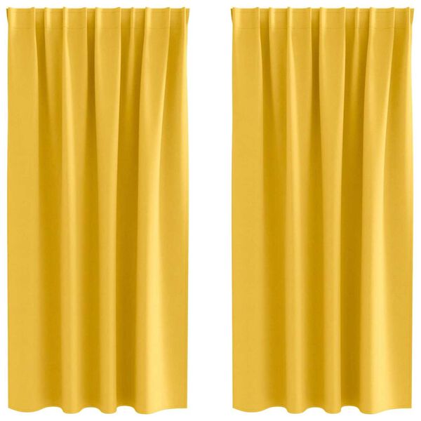 vidaXL Zavjese za blackout s prstenovima 2 pcs Žuta 175 x 140 cm