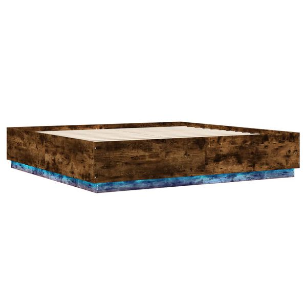 vidaXL Okvir kreveta s LED svjetlima boja hrasta 180 x 200 cm drveni