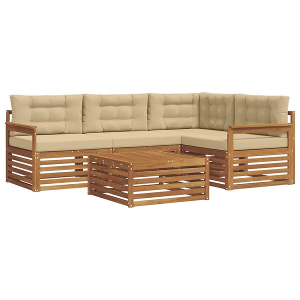 vidaXL Set vanjskih sofa s jastukom 5 pcs Prirodna i bež