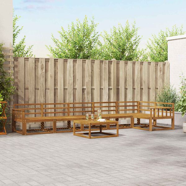 vidaXL Set vanjskih sofa 7 pcs Prirodna Čvrsto drvo akacije