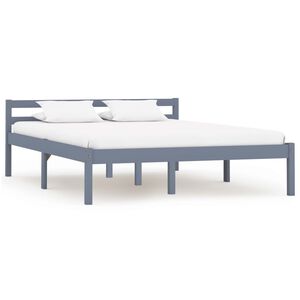 vidaXL Okvir za krevet od masivne borovine sivi 140 x 200 cm