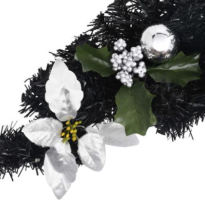 vidaXL Božićni luk s LED svjetlima crni 90 cm PVC