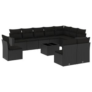 vidaXL 11-dijelni set vrtnih sofa od poliratana s jastucima crni