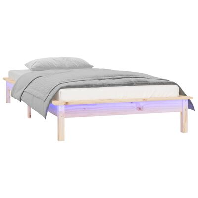 vidaXL LED okvir za krevet 100 x 200 cm od masivnog drva