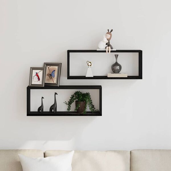 vidaXL Zidne police 2 pcs Crni hrast 60 x 15 x 23 cm Konstruirano drvo