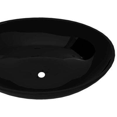 Luksuzni Keramički Ovalni Umivaonik Crni 40 x 33 cm