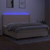 vidaXL Krevet box spring s madracem LED krem 200x200 cm od tkanine