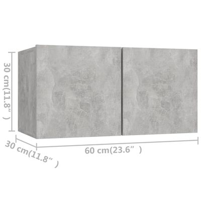 vidaXL TV ormarići 4 kom siva boja betona 60 x 30 x 30 cm od iverice