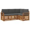 vidaXL Setovi sofa 4 pcs Prirodna i antracit Čvrsto drvo akacije