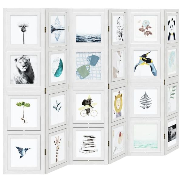 vidaXL Sobna pregrada s 6 panela bijela od masivnog drva paulovnije