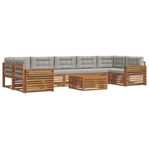 vidaXL Set vanjskih sofa s jastukom 8 pcs Prirodna i svijetlo siva