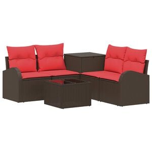 vidaXL Set sofe 6 kom. Smeđa i crvena 55 x 55 x 37 cm