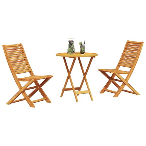 vidaXL Sklopivi bistro set 3 pcs Smeđa Čvrsto drvo akacije
