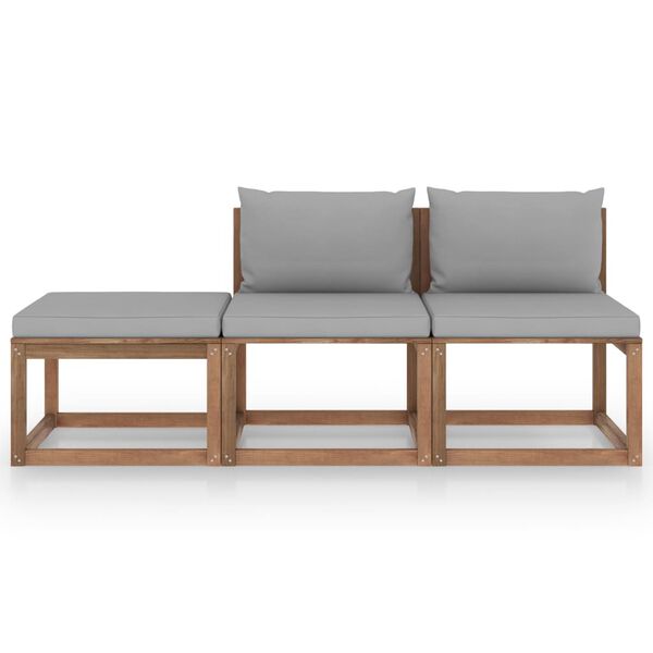 vidaXL 3-dijelna vrtna garnitura od paleta od borovine s jastucima