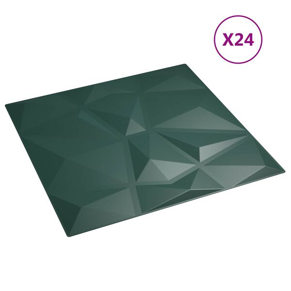 vidaXL Zidne panele 24 pcs Zelena 50 x 50 cm XPS pjena