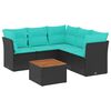 vidaXL 6-dijelni set vrtnih sofa od poliratana s jastucima crni